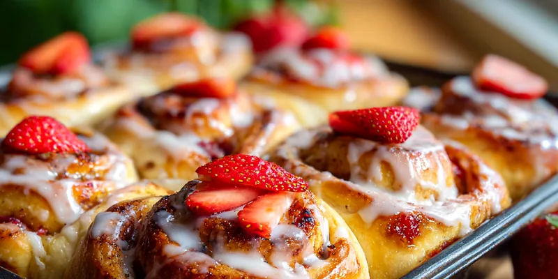 Strawberry Iced Cinnamon Rolls