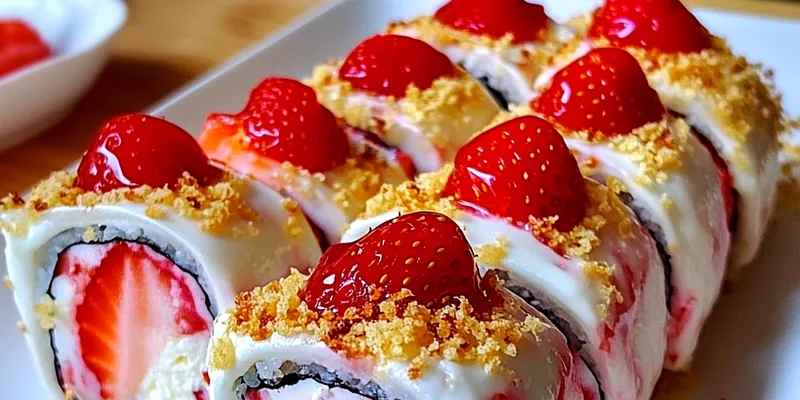 Strawberry Shortcake Cheesecake Dessert Sushi Rolls