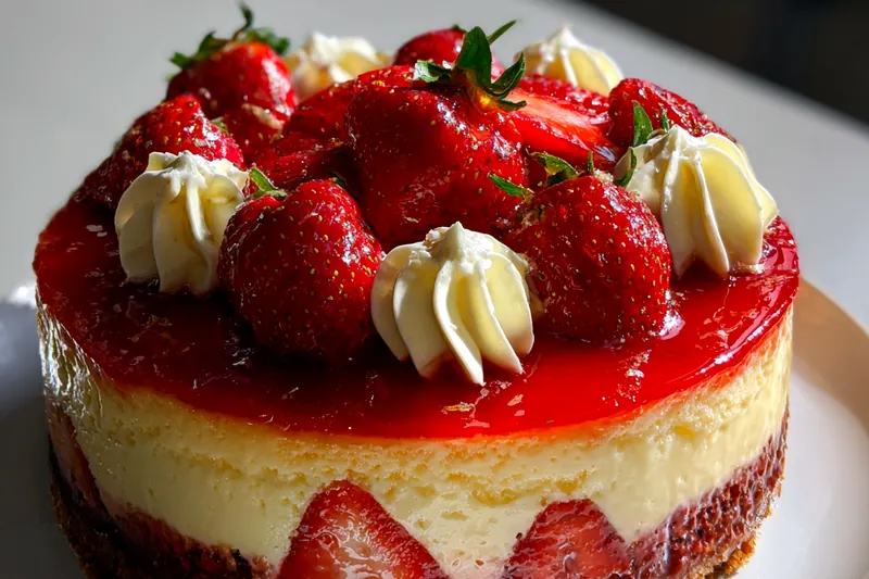 Cooking process for Strawberry Velvet Cheesecake