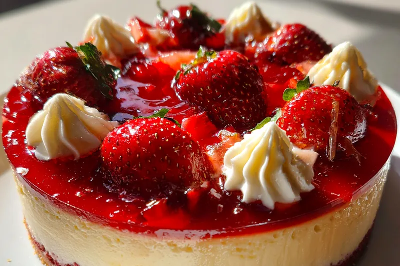 Fresh ingredients for Strawberry Velvet Cheesecake