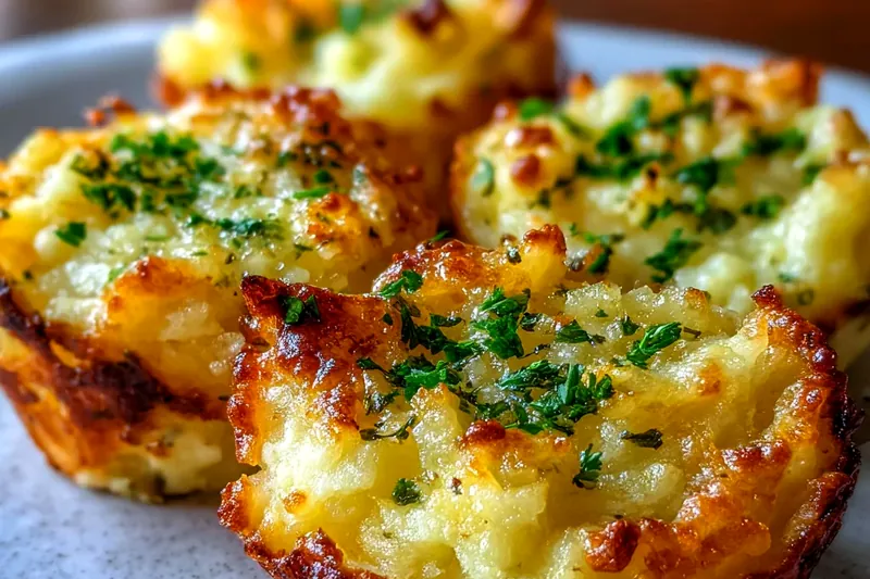 Hands shaping mashed potato mixture into nest forms in a muffin tin, showing the proper technique