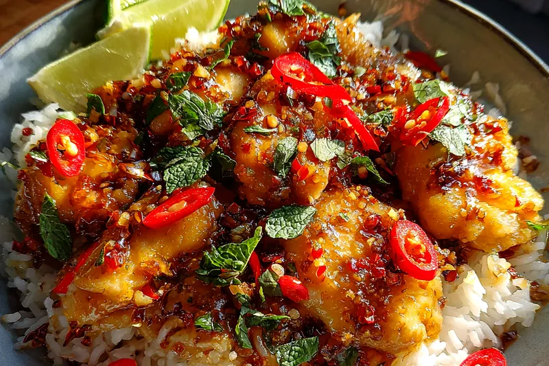 Cooking process for Sweet Chili Glazed Chicken