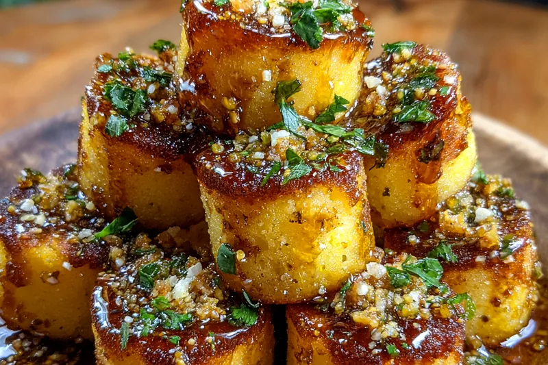 A pan showing Sweet Cornbread Bites perfectly baked and golden brown, ready to be served.