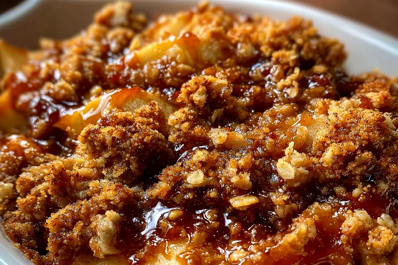 Baking the apple crisp in the oven