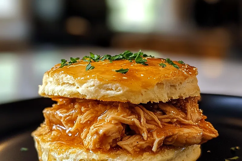 An array of ingredients for Honey Butter Chicken Biscuit Delight displayed on a rustic kitchen countertop.