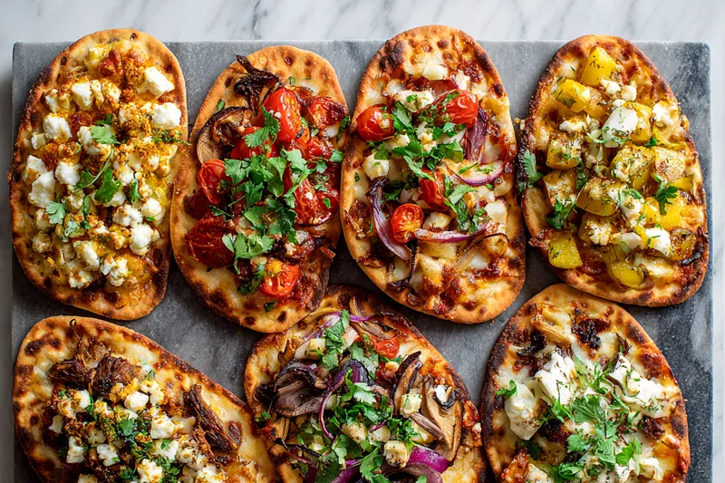 Cooking delicious naan pizzas in the oven until perfectly melted