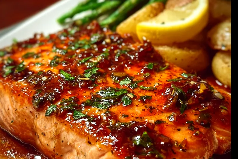 Fresh salmon fillets with Texas Roadhouse seasoning blend ingredients including spices, melted butter, and lemon arranged on a cutting board
