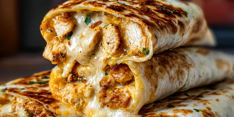Thick Cheesy Garlic Chicken Wraps