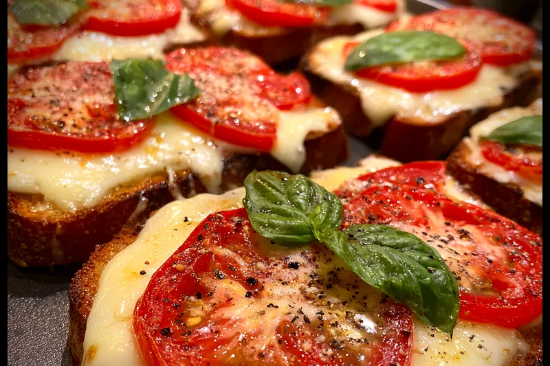 Cooking process for Tomato Basil Garlic Toast