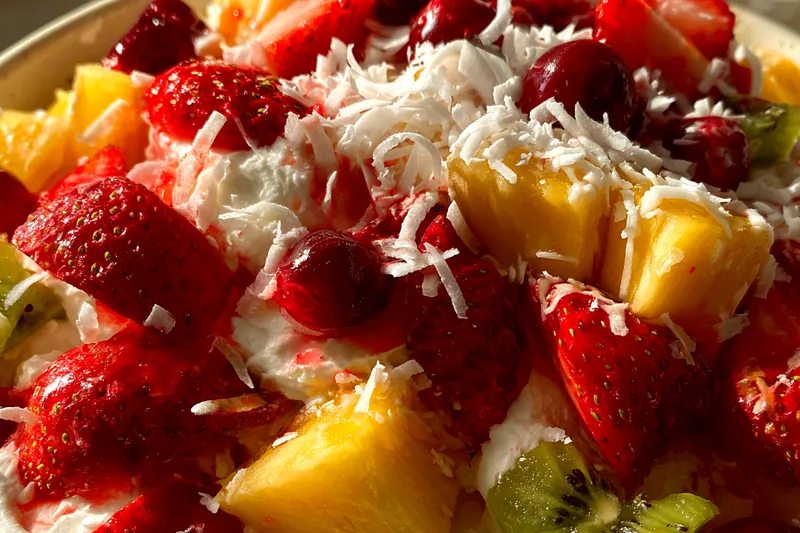 Fresh ingredients for Tropical Fruit Cream Delight