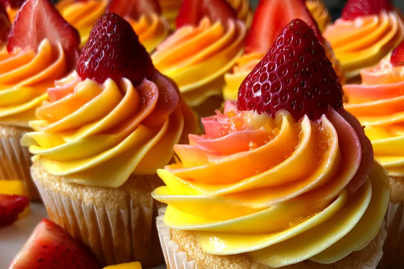 Cooking process for Tropical Mango Strawberry Cupcakes