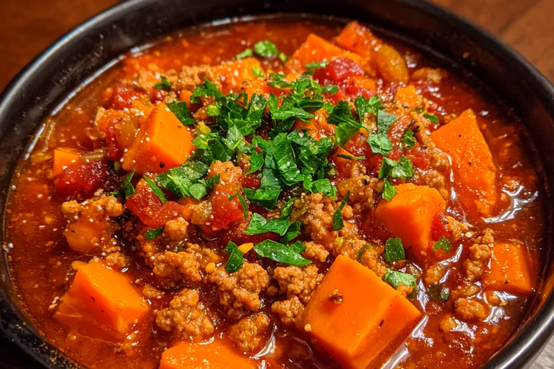 Ingredients for turkey sweet potato chili laid out