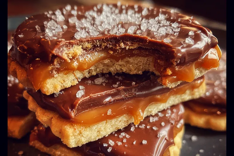 A well-arranged display of ingredients needed for Twix-Style Cookie Delight including butter, sugar, flour, and chocolate.