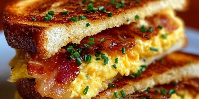Ultimate Breakfast Grilled Cheese with Fluffy Scrambled Eggs