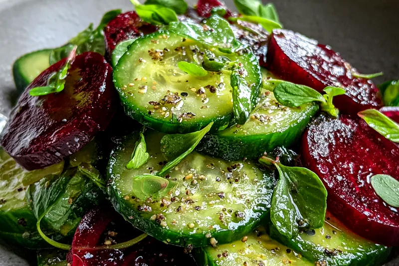 Cooking process for Vibrant Beetroot Cucumber Salad