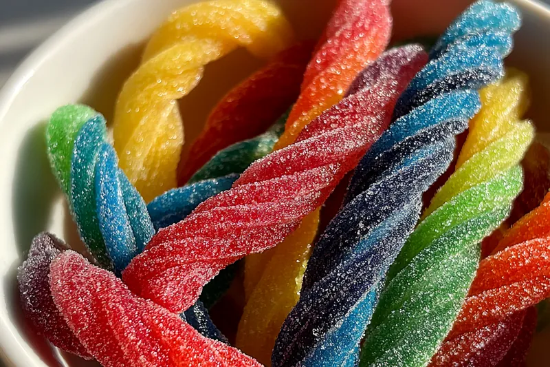 Fresh ingredients for Vibrant Sugary Candy Twists