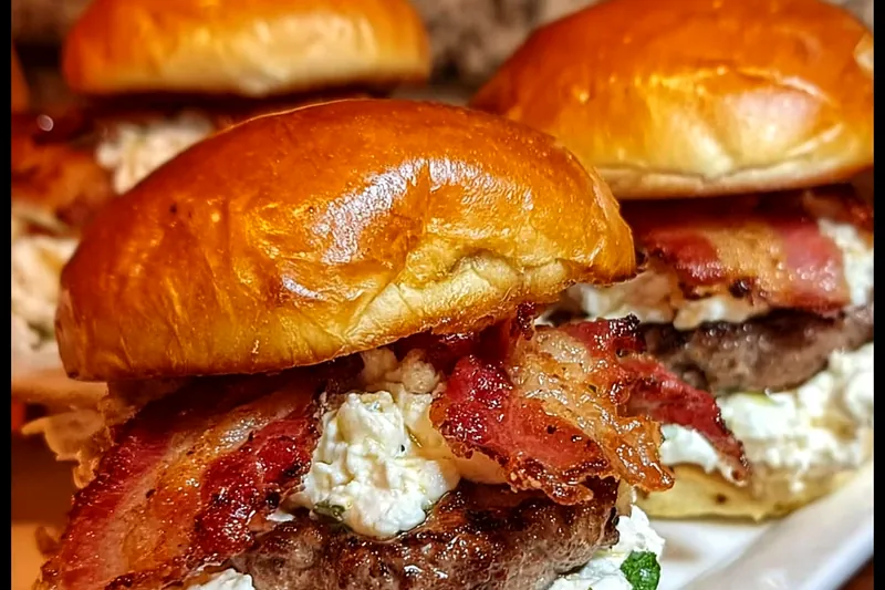 Cast iron skillet with beef patties being smashed flat with a spatula, showing the proper technique for creating crispy-edged smash burgers