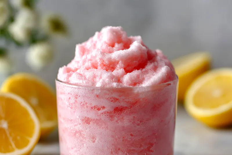 Display of ingredients for pink lemonade preparation