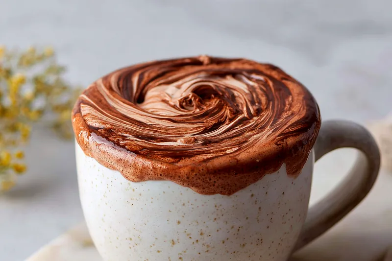 Cooking whipped hot chocolate in a saucepan