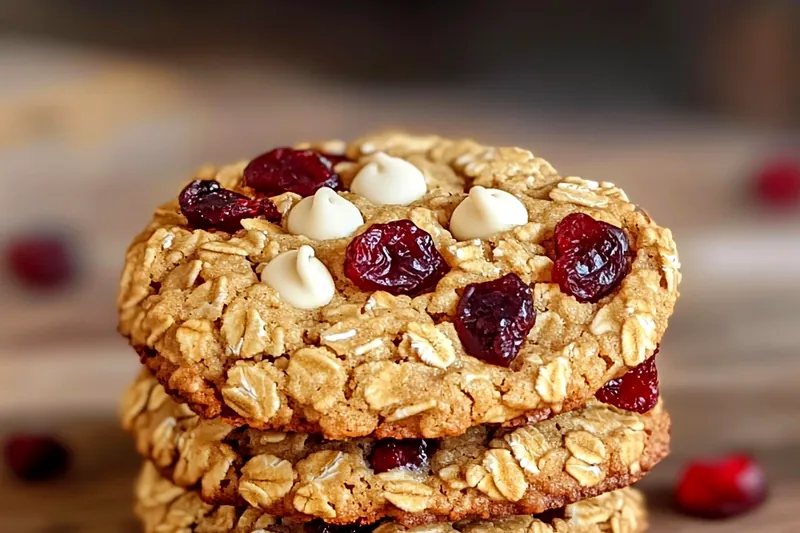 Baking Cranberry White Chocolate Cookies in the oven, with golden edges and soft centers.