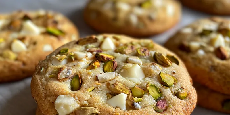 Chewy White Chocolate Pistachio Cookies