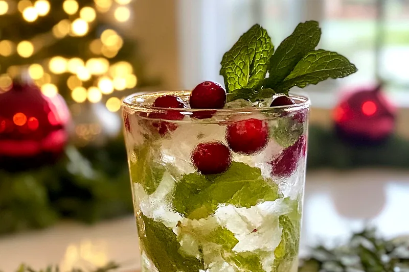 A bartender skillfully mixing the ingredients for the Festive White Mojito Cocktail.